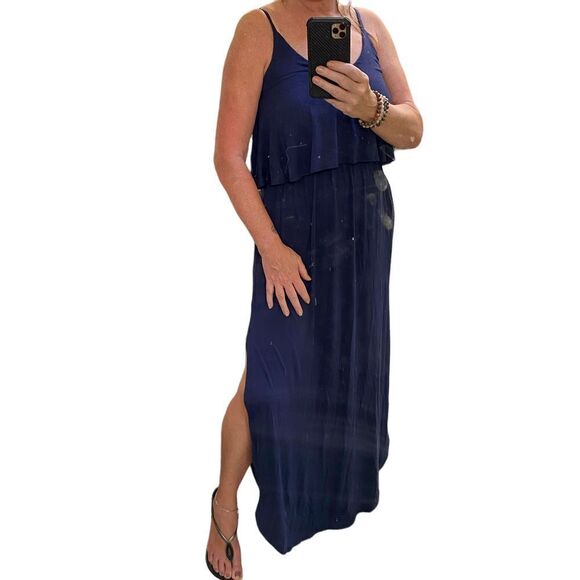 Sweet Lovely By Jen Navy Maxi Dress Size Medium - Picture 12 of 15